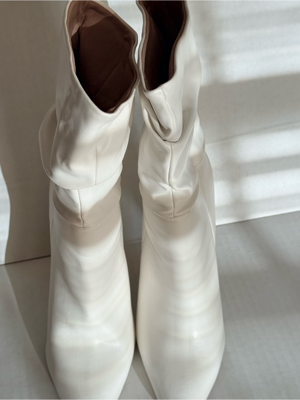 Charlotte Russe White Mid-Calf Stiletto Heeled Boots